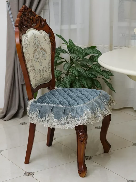 TEXTILE-HOUSE Подушка на стул завязками, голубой, фото 4