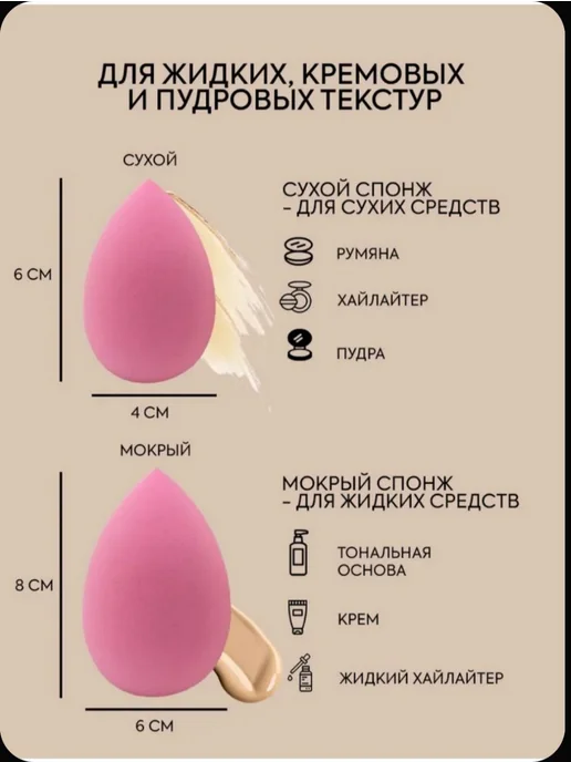 KaLeVs Спонж для макияжа. Набор спонжей для макияжа 2шт, 2 шт, фото 5