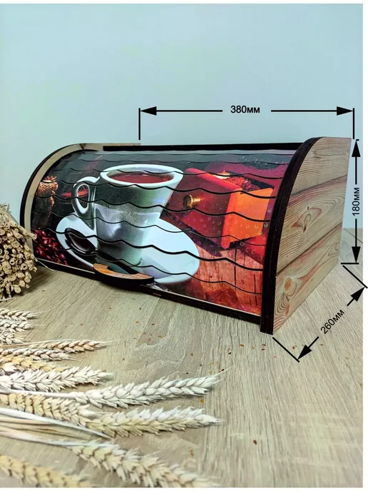 Wood&Art Хлебница с крышкой деревянная Киви, белый, фото 7