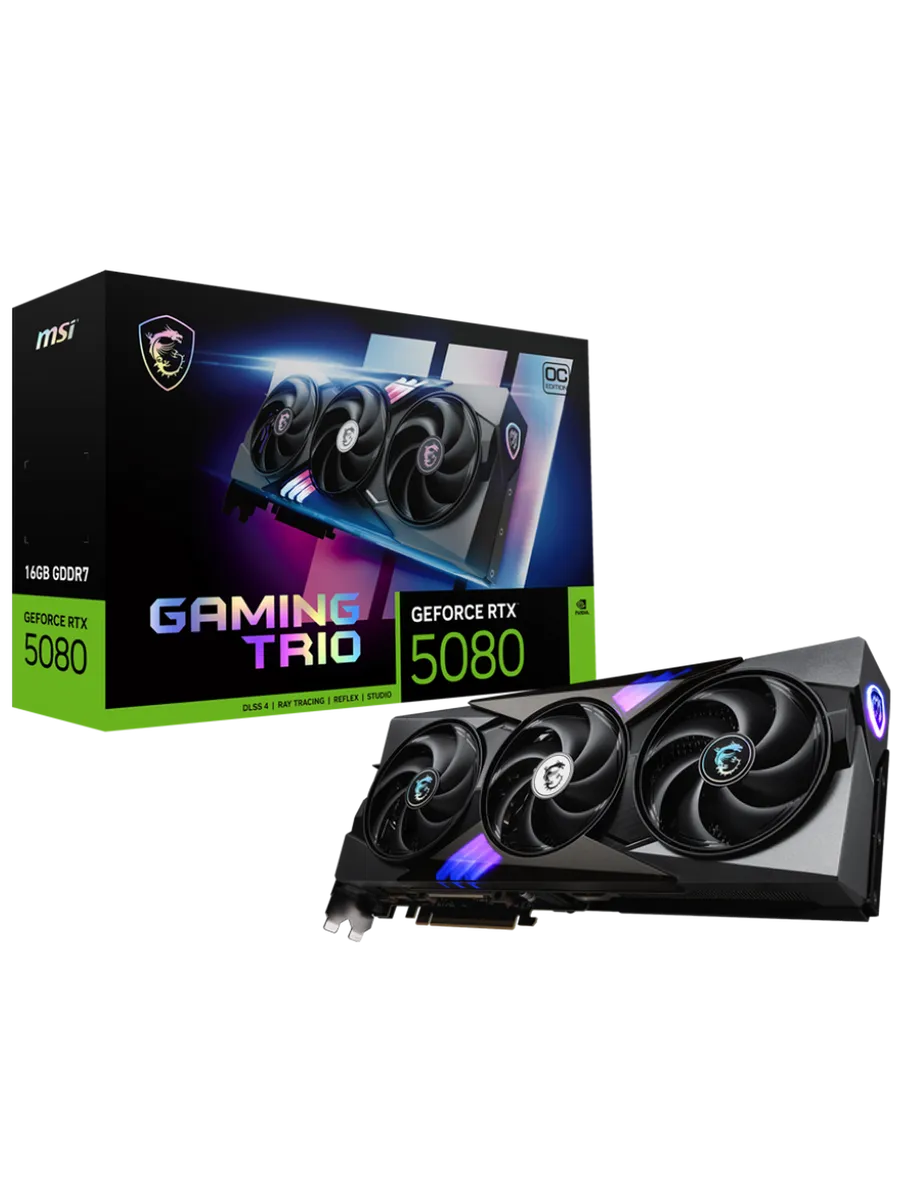 Видеокарта RTX 5080 16 ГБ RTL (RTX 5080 16G GAMING TRIO OC) MSI 320752207 купить за 201 528 ₽ в интернет‑магазине Wildberries