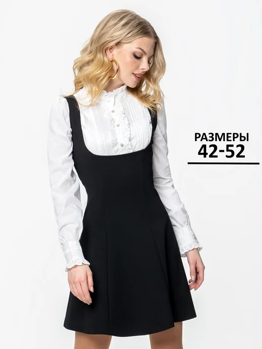WITH STREET collection Сарафан офисный школьный короткий, черный, фото 2