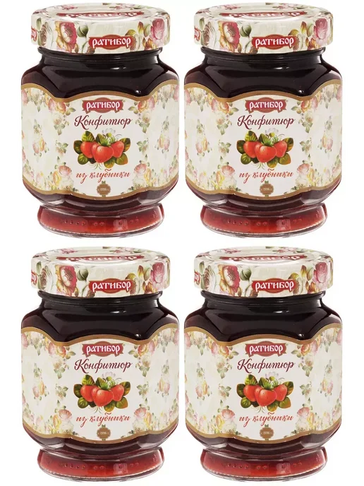 Ратибор Конфитюр из Клубники 350 гр (Набор из 4 шт), 350 г, 4 шт