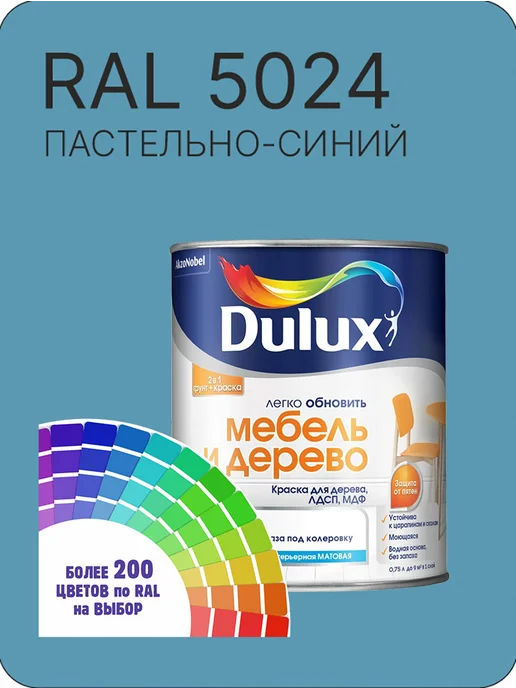 DULUX Краска для мебели цвет пастельно синий Ral 5024 0.8 л, 800 мл