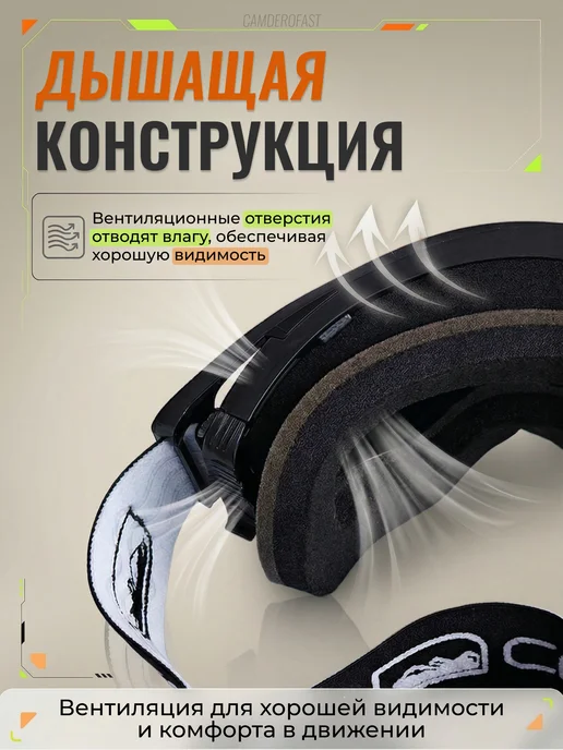 CAMDEROFAST Очки для мотокросса эндуро мотоочки для шлема, черный, фото 8