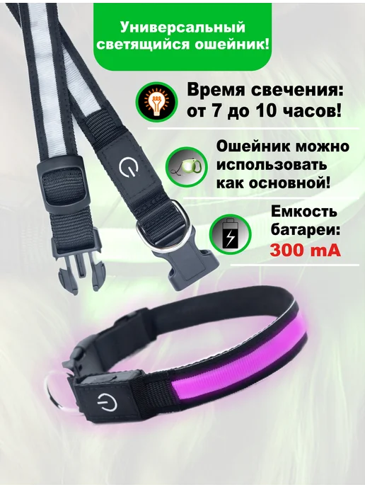 ЗВЕРВЕРИЯ Светящийся ошейник для собак USB, вариант, фото 3
