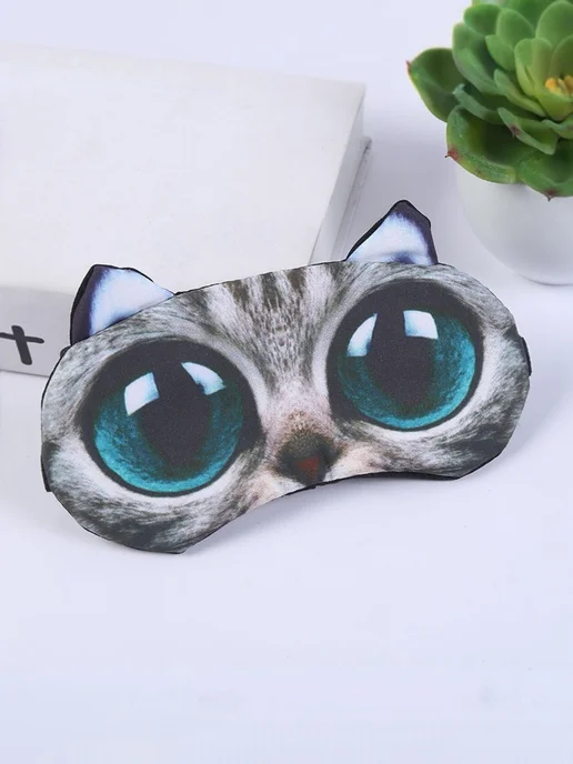 Meowpeople Маска для сна с гелевым вкладышем смешная, голубой