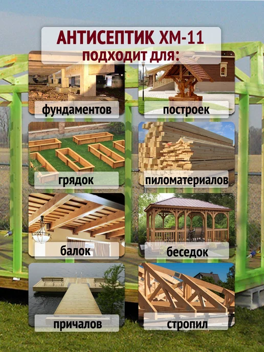 FRAME WOOD Антисептик для дерева невымываемый ХМ-11 Концентрат 1 9 5л, 5 л, фото 3