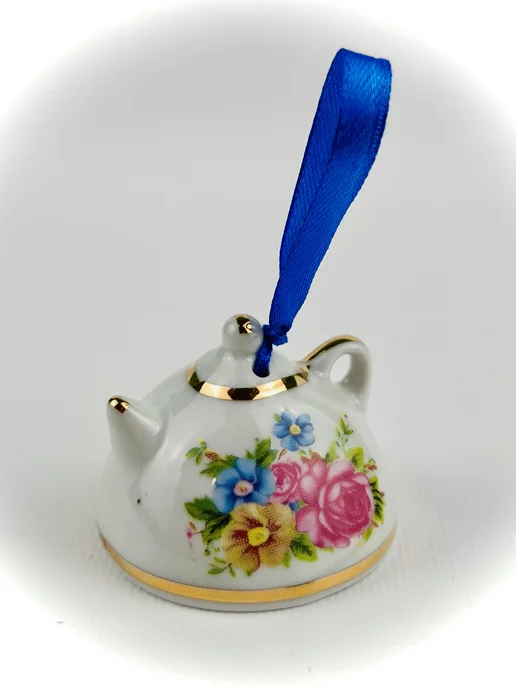 Alstromery Фарфоровый колокольчик елочный Чайник, белый, фото 3
