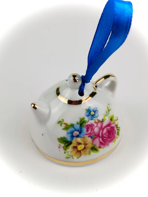 Alstromery Фарфоровый колокольчик елочный Чайник, белый, фото 4