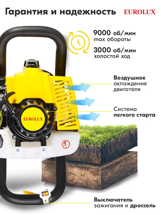 EUROLUX Мотобур бензиновый бур для рыбалки GGD-2.8-EU, вариант, фото 3