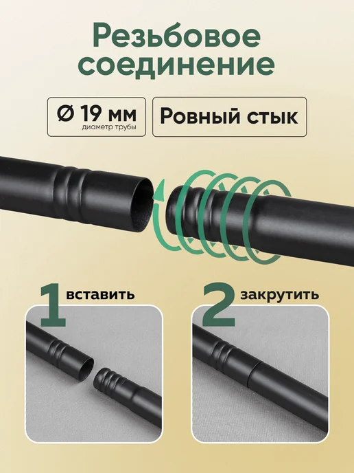 Mirtex Карниз для штор настенный двухрядный 60-174 см, гардина, черный, фото 3