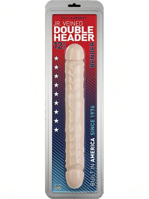 Doc Johnson Фаллоимитатор Jr. Veined Double Header Bender (30.5, Ø 4.2), бежевый