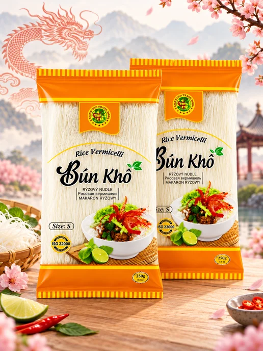 Красный дракон СПБ Вермишель рисовая Bun Kho, 2 шт. по 500 г, 2 шт, 500 г