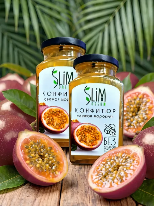Slim Dream Конфитюр фруктовый маракуйя без сахара, 2 шт. по 300 г, 2 шт, 300 г