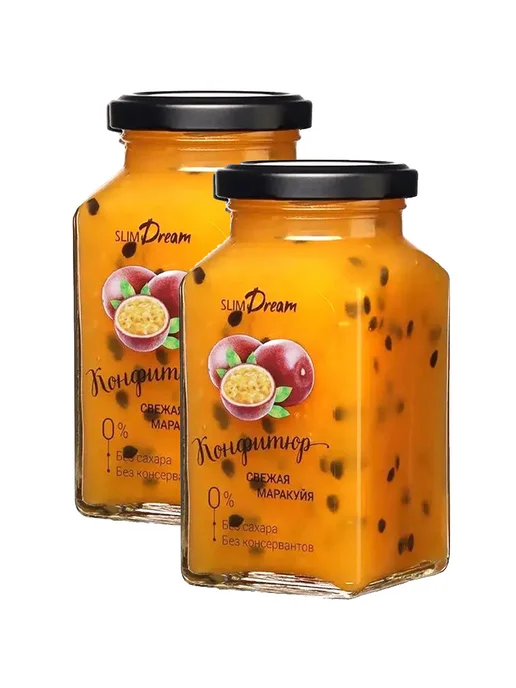 Slim Dream Конфитюр фруктовый маракуйя без сахара, 2 шт. по 300 г, 2 шт, 300 г, фото 4