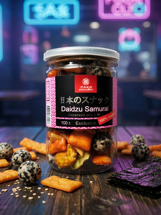 Tako Samurai Японские снеки крекеры Дайдзу самурай, 100 г, 100 г