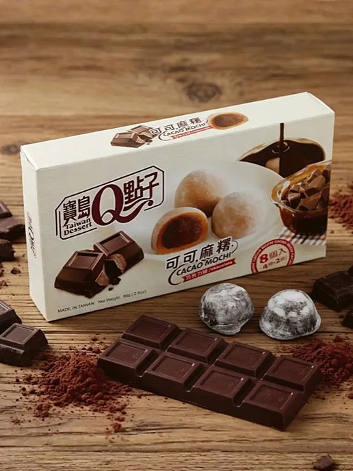 Q-idea Моти рисовые пирожные с шоколадом, 80 г, 80 г
