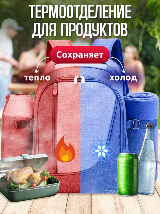 Green Glade Набор для пикника с посудой подарочный 4 персоны, зеленый, фото 5