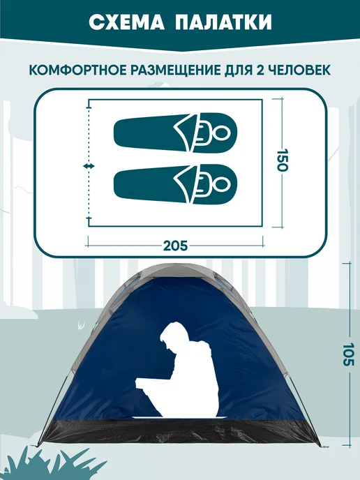 Jungle Camp Палатка туристическая 2 местная водонепроницаемая походная, вариант, фото 2