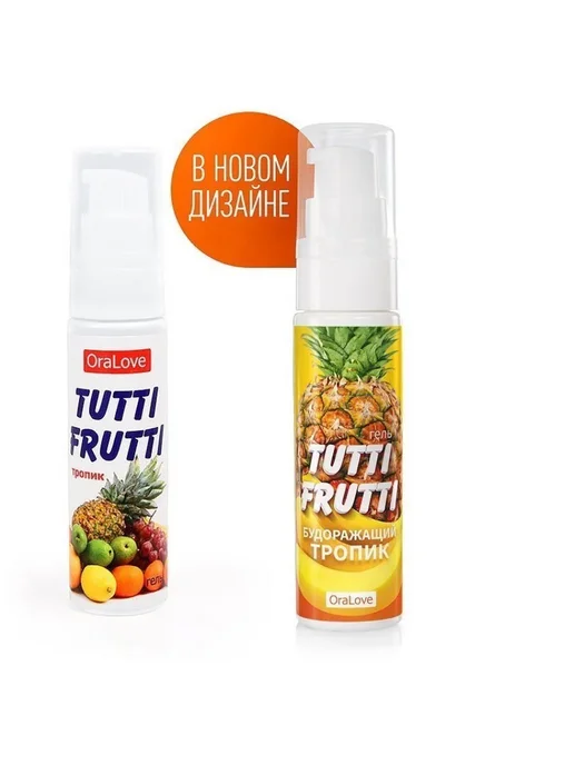 Биоритм Гель-смазка Tutti-frutti со вкусом тропических фруктов, 30 мл, фото 2