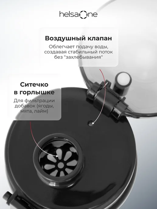 Helsa One Бутылка для воды спортивная, черный, фото 3