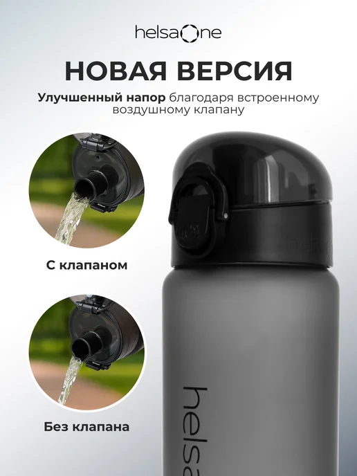 Helsa One Бутылка для воды спортивная, черный, фото 4