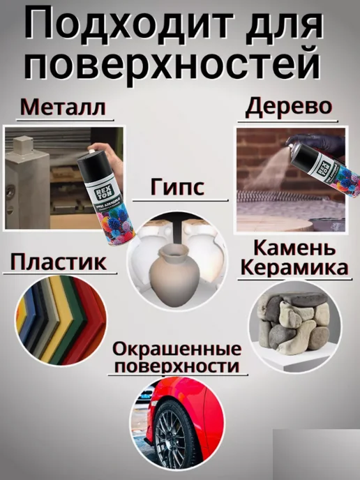 REXTON Грунт алкидный универсальный в баллончике серый, серый, фото 3