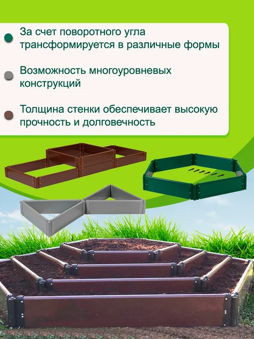 Базовый комплект треугольной клумбы с поворотным углом, зеленый, фото 2