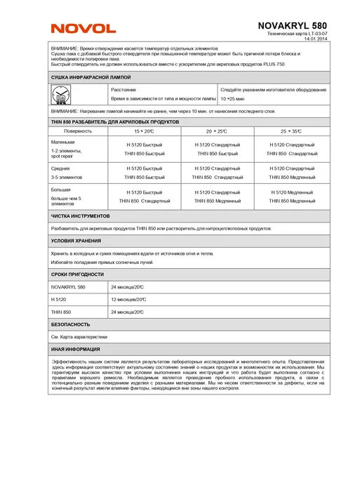 NOVOL Лак акриловый NOVAKRYL 580 HS 1л + отв. 0,5л, 1 л, 500 мл, фото 4