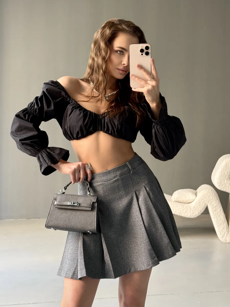 Юбка короткая летняя в складку