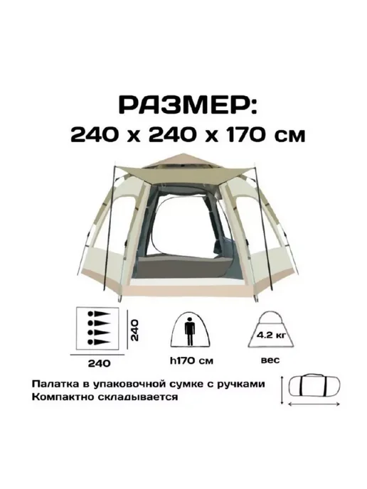 HousHold-goods24 Палатка автоматическая 4 местная 2086, серый, фото 5