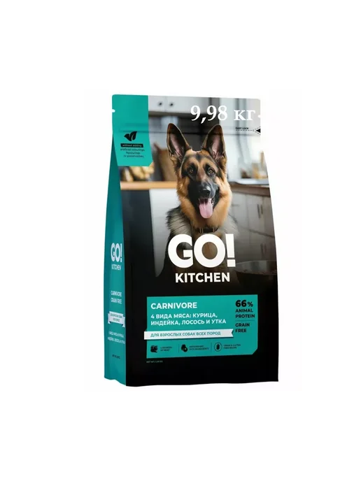Сухой корм GO'KITCHEN для собак, беззерновой, индейка, курица, лосось, утка, 9,98 кг, фото 3