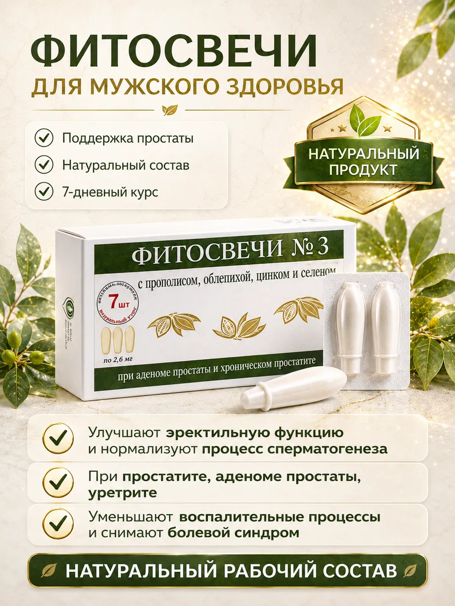 Свечи с Прополисом и Облепихой 7шт.