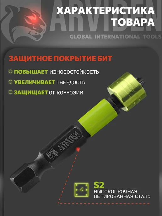 ARVIDEN Биты с магнитным ограничителем PH2x50мм, 2x50 мм, фото 5