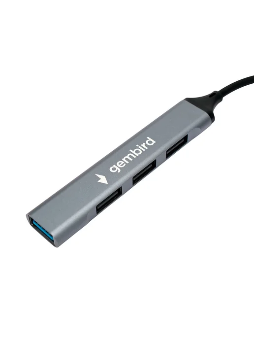 GEMBIRD USB HUB 3.0 и 2.0 10 см с переходником Type-c 4 в 1, серый, фото 5
