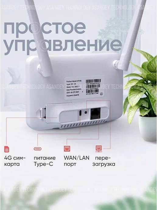 ASANDEY Модем 4G WiFi роутер с сим картой, 4 г, фото 4