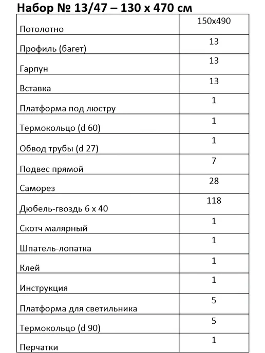 Потолочный папа Натяжной потолок 200 х 200 см комплект белый без нагрева, 130x470 см, фото 3