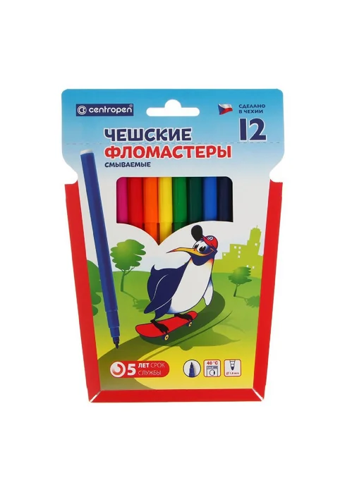FaberCastell Фломастеры стираемые 18 цветов Пингвины, 12 цв.