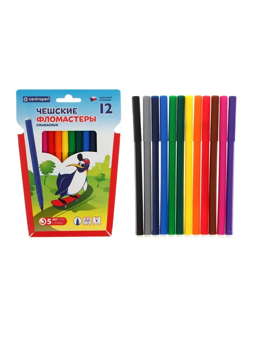 FaberCastell Фломастеры стираемые 18 цветов Пингвины, 12 цв., фото 2