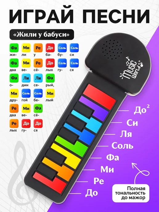ZABIAKA Пианино детское музыкальное, черный, фото 2
