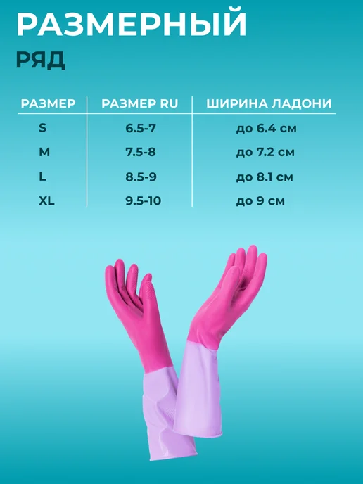 Mainstream Home Перчатки хозяйственные латексные BiLongy, 1 пара, розовый, фото 2