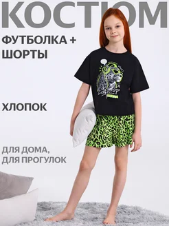 Пижама с шортами костюм домашний хлопок 100% Апрель 321855834 купить за 690 ₽ в интернет-магазине Wildberries