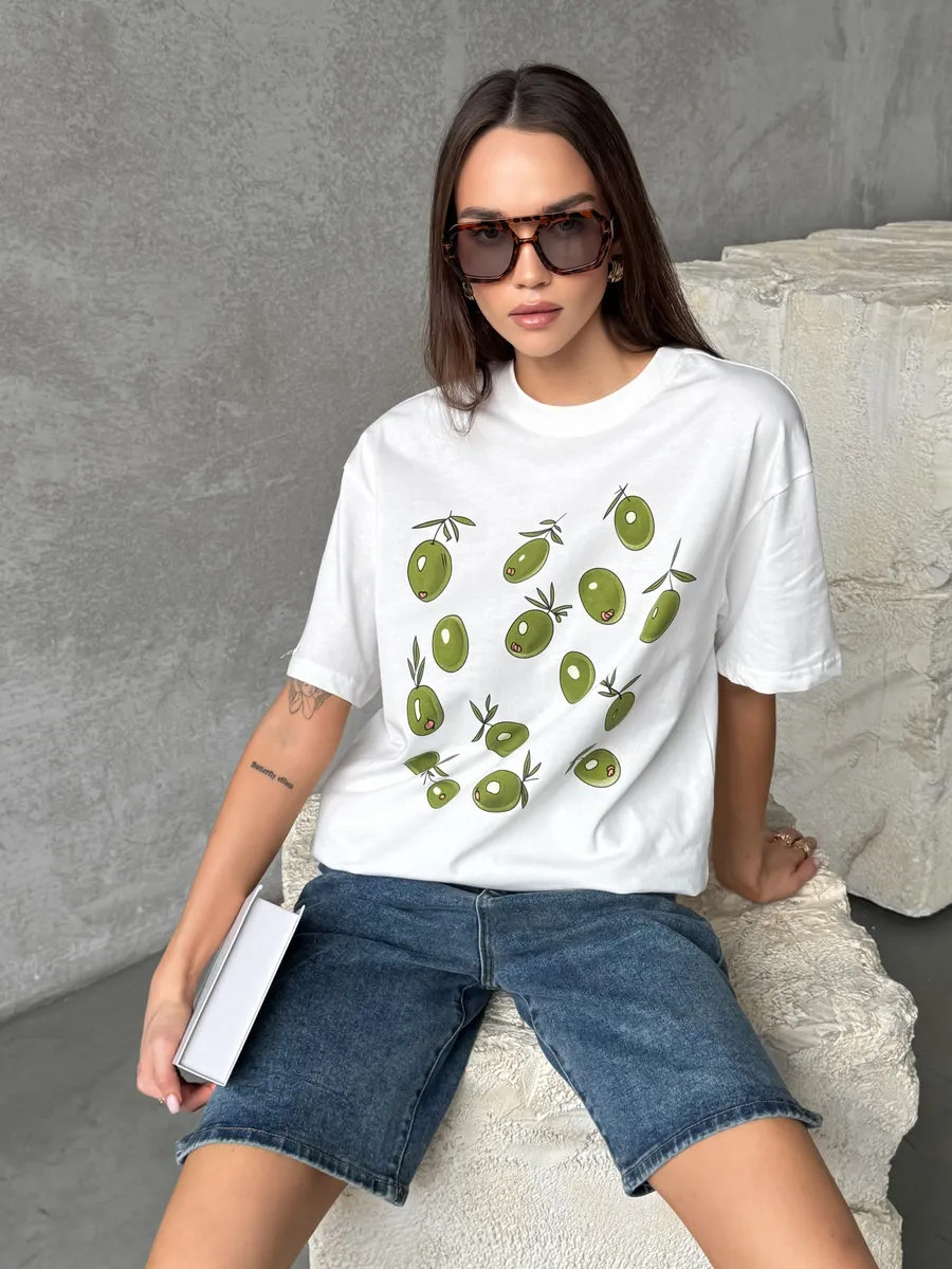 Футболка оверсайз с принтом хлопок