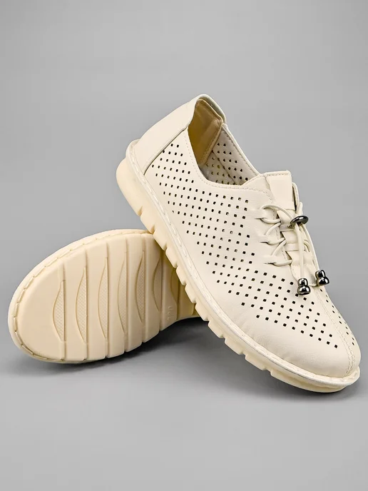 SHOES PLANET Мокасины летние дышащие, бежевый