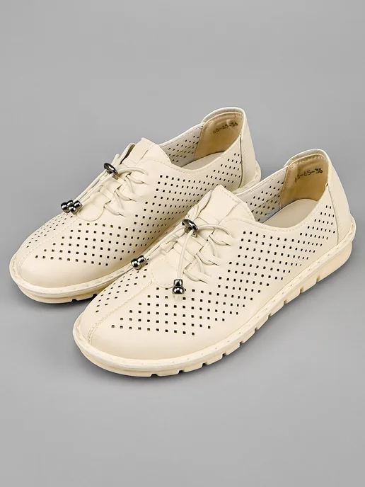SHOES PLANET Мокасины летние дышащие, бежевый, фото 2
