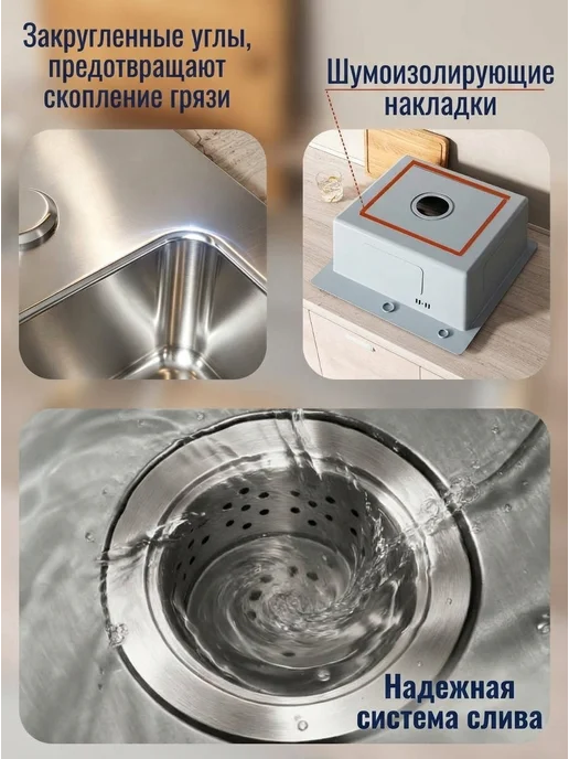 DIADONNA Раковина для кухни нержавейка 60x50 с сушилкой для ножа, 60x50, фото 6