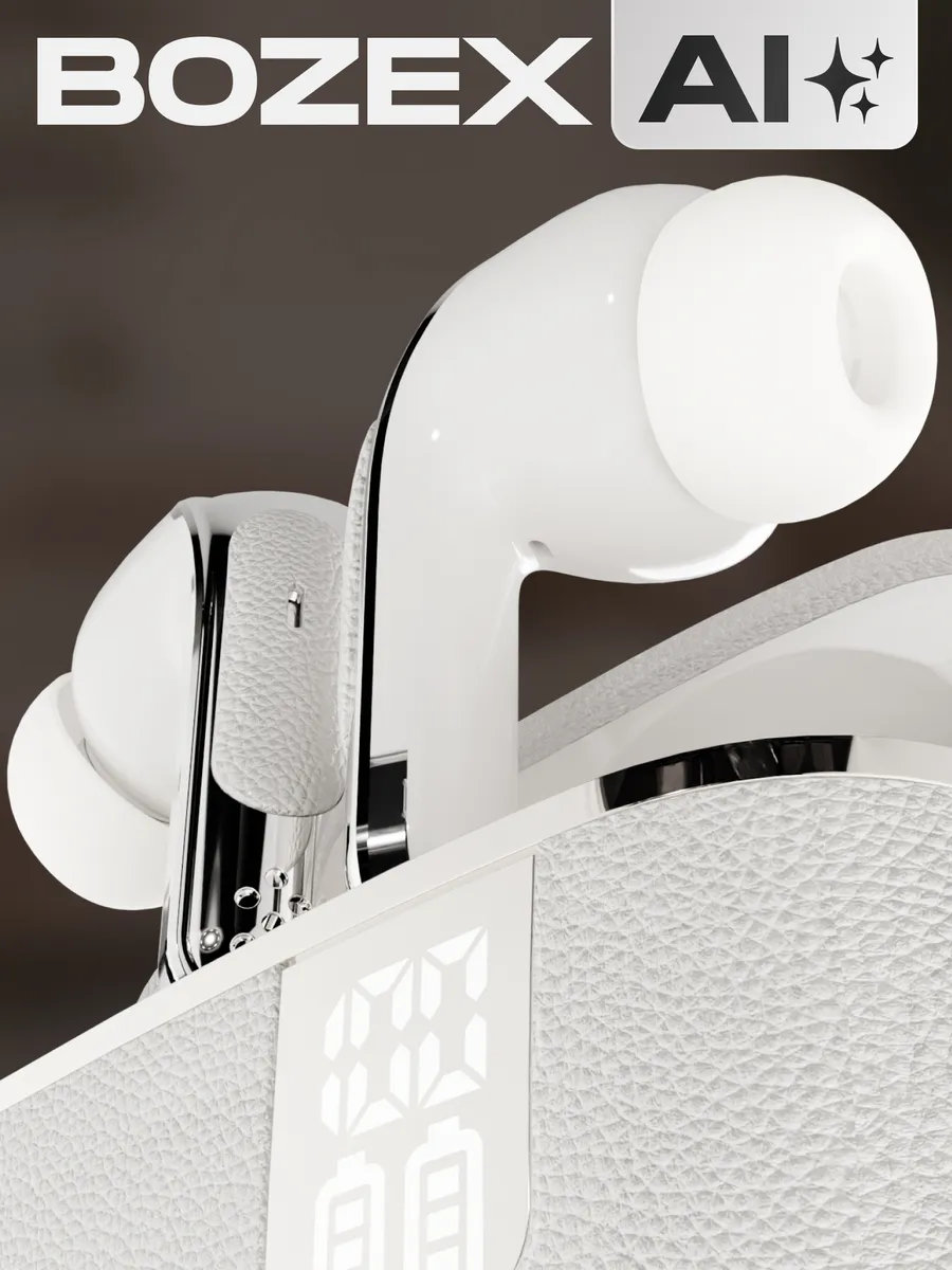 Беспроводные наушники BOZEX Elegance с AI и приложением, белый