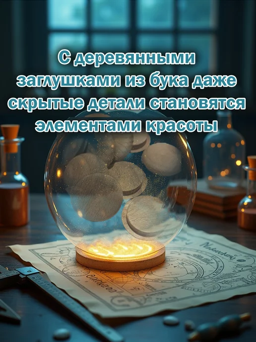 Stories Заглушка деревянная для мебели - Бук, 35 мм, 10 шт, 10 шт, фото 3