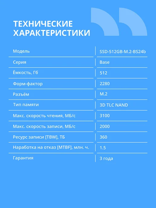CBR SSD диск SSD-512GB-M.2-BS24b, 512 ГБ, 512 ГБ, фото 2