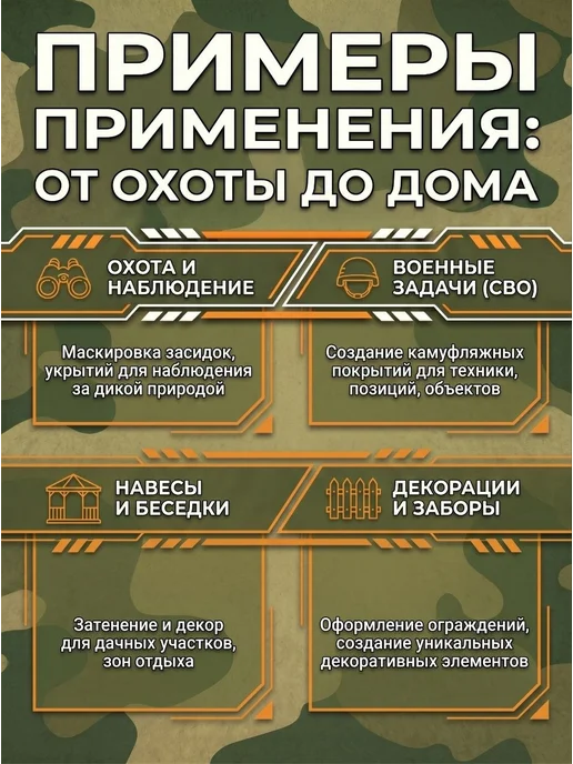Мир садовода 63 Основа для маскировочных сетей 3х6 м хаки безузловая, вариант, фото 5